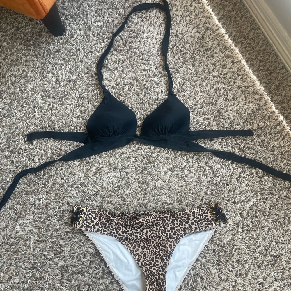 Victoria's Secret Black and Brown Bikini Set